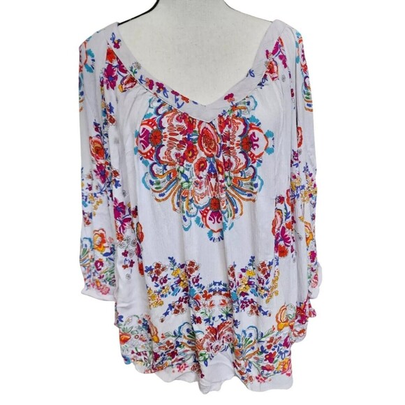 Bila Tops - Bila Size 2X Hippie Boho Rayon Top Flowy